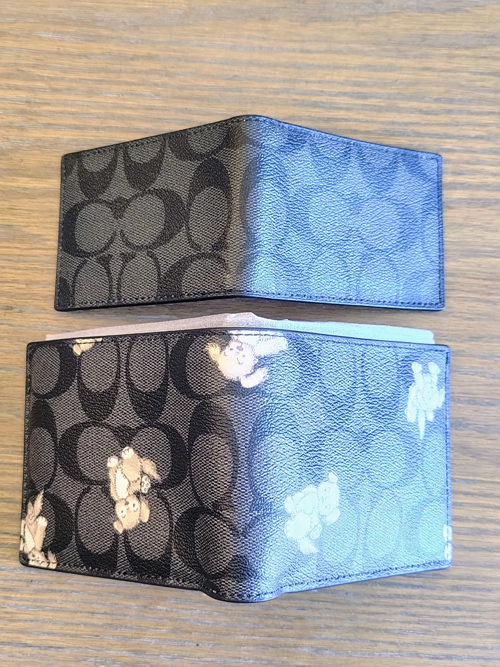 NWOT Coach Men's 3 In 1 Wallet Signature Canvas Happy Dog Creature CC135